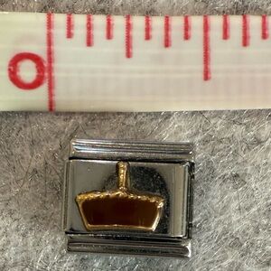 Zoppini Gold Enamel & Stainless Steal  Picnic Basket Charm for Modular Bracelet